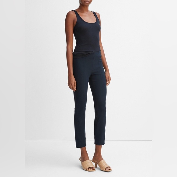 VINCE Stitch Front Seam Ponte Cropped Legging/Pant Size XS in Coastal Blue Navy - Picture 1 of 9